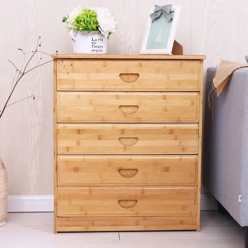 Chest of Drawers Chest of Drawers Nordic Bamboo Solid Wood Five-Bucket Cabinet Simple Modern Bedroom Locker Drawer Storage Small Cabinet