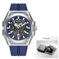 MEGIR Military Sports Automatical Watch Men White Silicone Strap Waterproof Luminous Skeleton Dial Mechanical Wristwatch 8603
