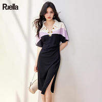 Puella | Elegant Sporty Polka Dot Slim-Fitting Waist-Cinching Short Sleeve Dress