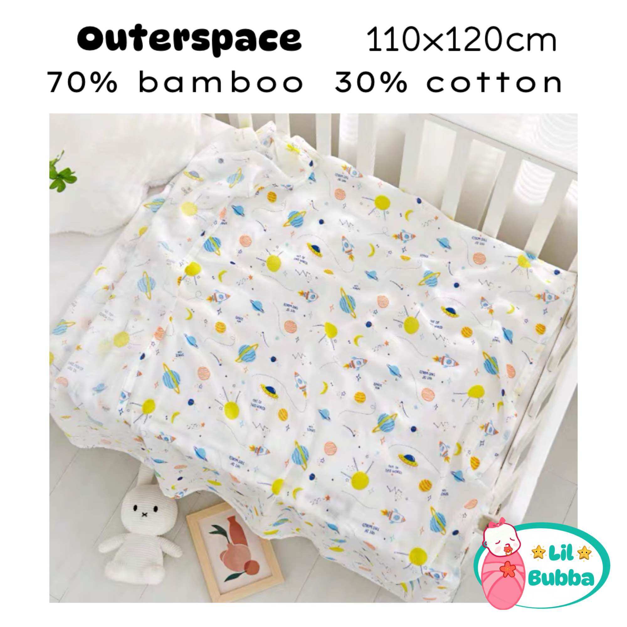 [LIL BUBBA] SWADDLE CLOTH BAMBOO COTTON LARGE SIZE 110 120cm