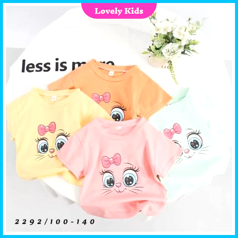 Paket 4 PCS Kaos Anak Perempuan 1-3 Tahun Warna dan Motif Acak