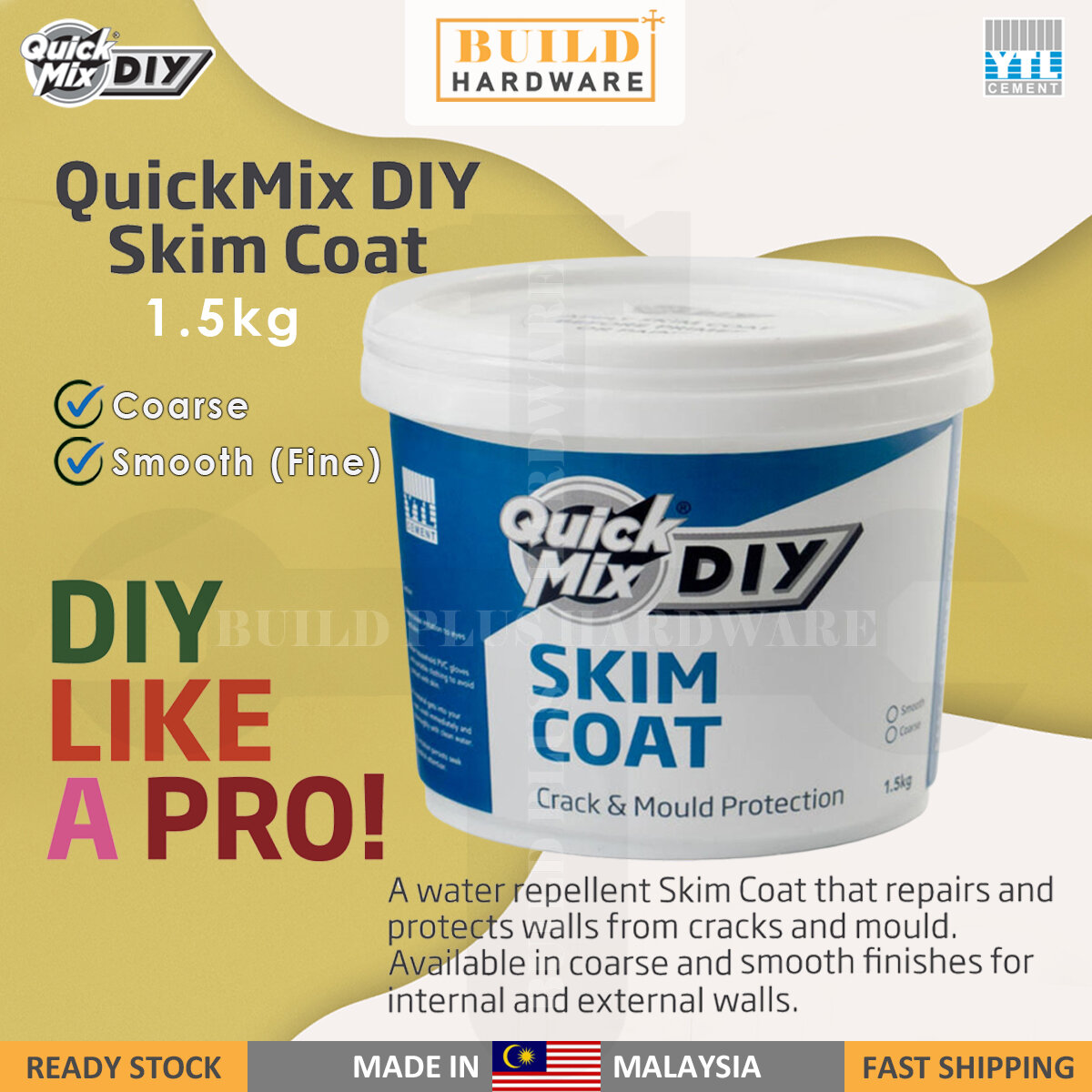 YTL QuickMix DIY Skim Coat Paste (Ready-to-use) Coarse
