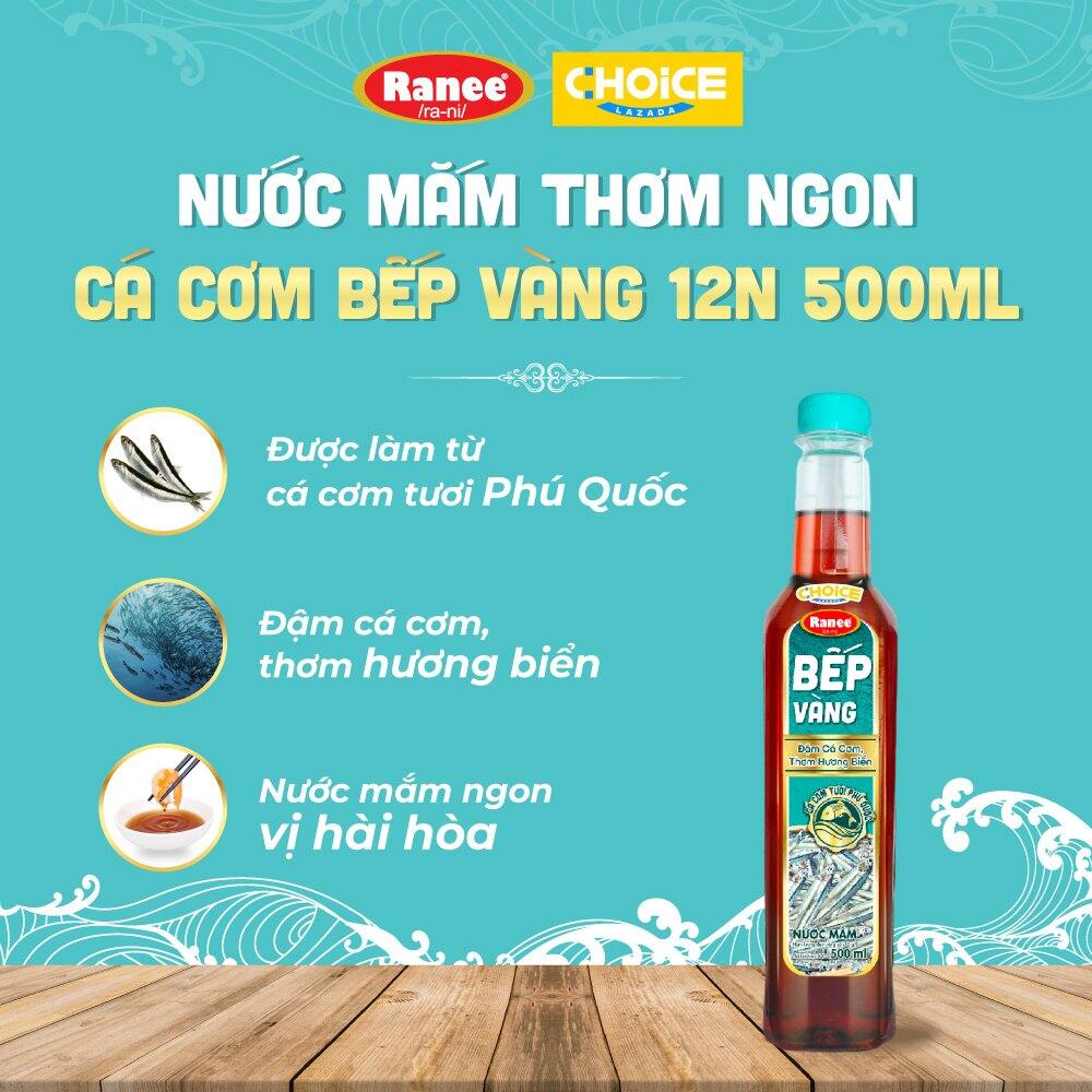Nước mắm Choice thơm ngon Cá Cơm Bếp Vàng 12N chai 500ml