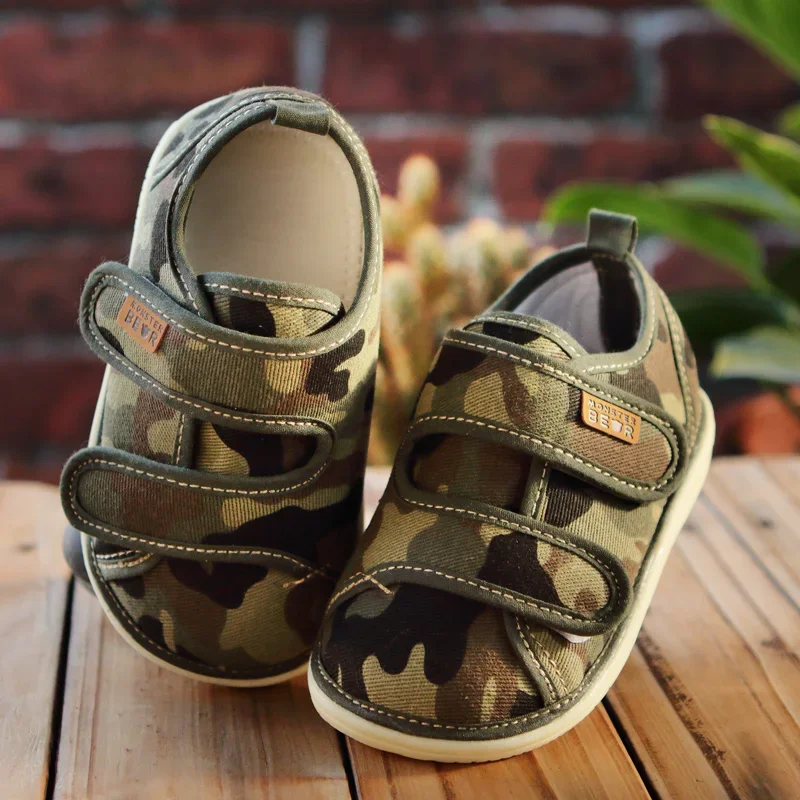 Baby Boy Spring and Autumn Camouflage Squeaky Shoes Large Size Cotton Breathable 15 Months Baby and Infant Toddler Shoes Soft Bottom Non-Slip