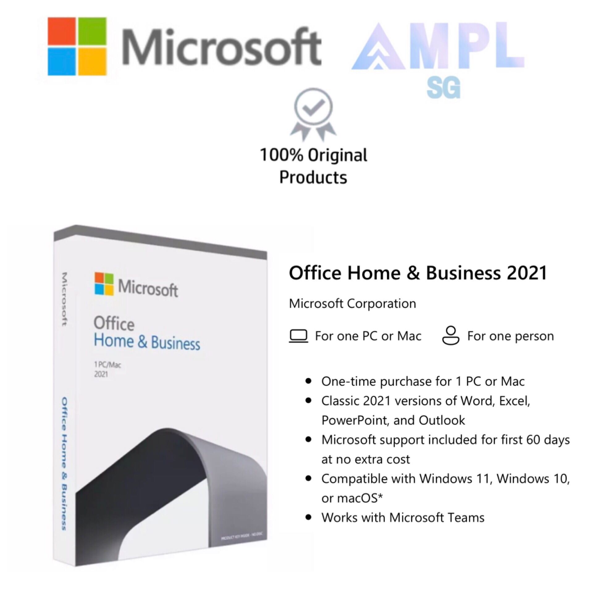 Genuine Microsoft Office 2021 Home & Business T5D03509 It includes