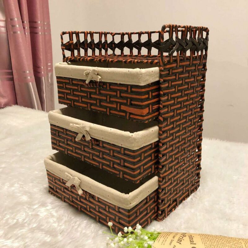 Grass Rattan Teng Woven Storage Cabinet Drawer Woven Wardrobe Wardrobe Creative Bedside Locker Pastoral Rattan Home