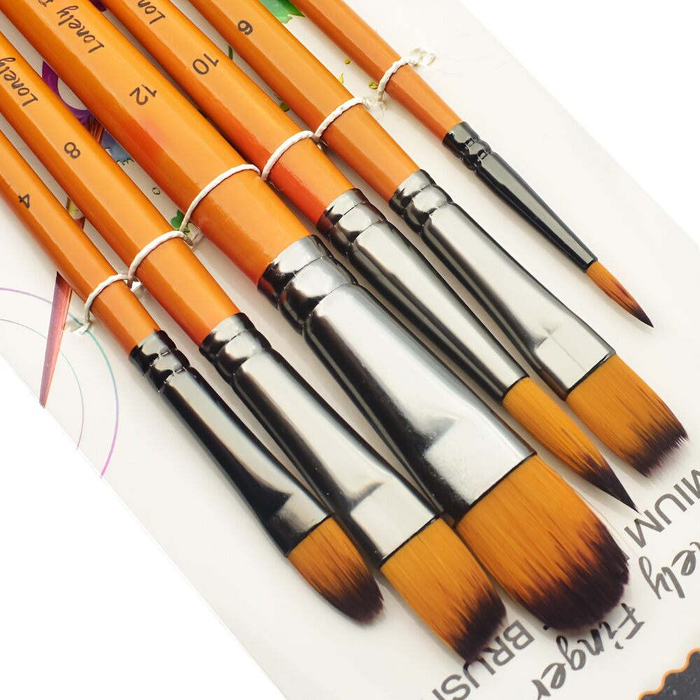 6/24pcs Acrylic Paint Brushes Set Different Nylon Tips for Acrylic Oil Watercolor Gouache Artist Professional Painting Kits