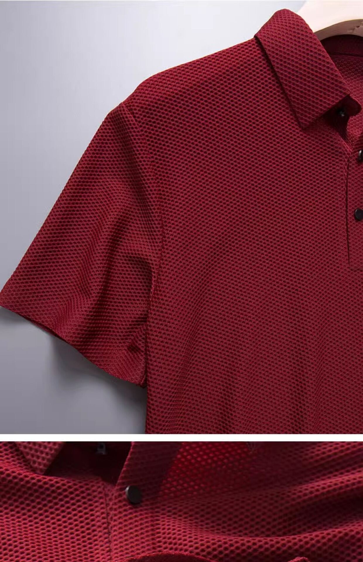 Polo rossa da uomo a manica corta per banchetto nuziale a manica lunga, business casual, vestibilità standard, alla moda, per papà e sposo