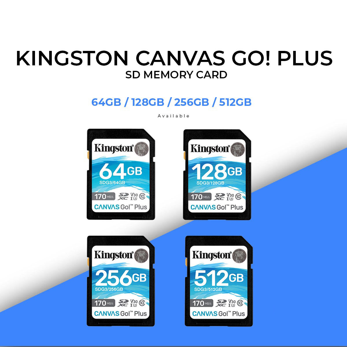 Kingston Canvas Go Plus SDXC Card – Upto 90MB/s Write Speed, Perfect for 4K Video Recording and High-Speed Performance ราคา 2,500 บาท*ส่งฟรี