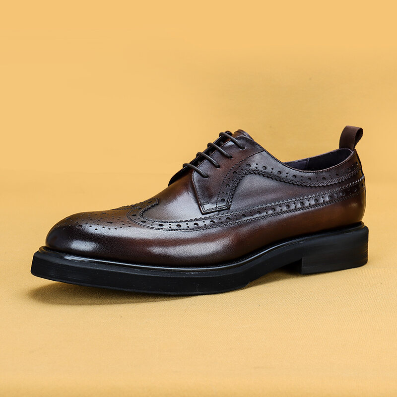British Brogue Carved Men's Shoes Thick 