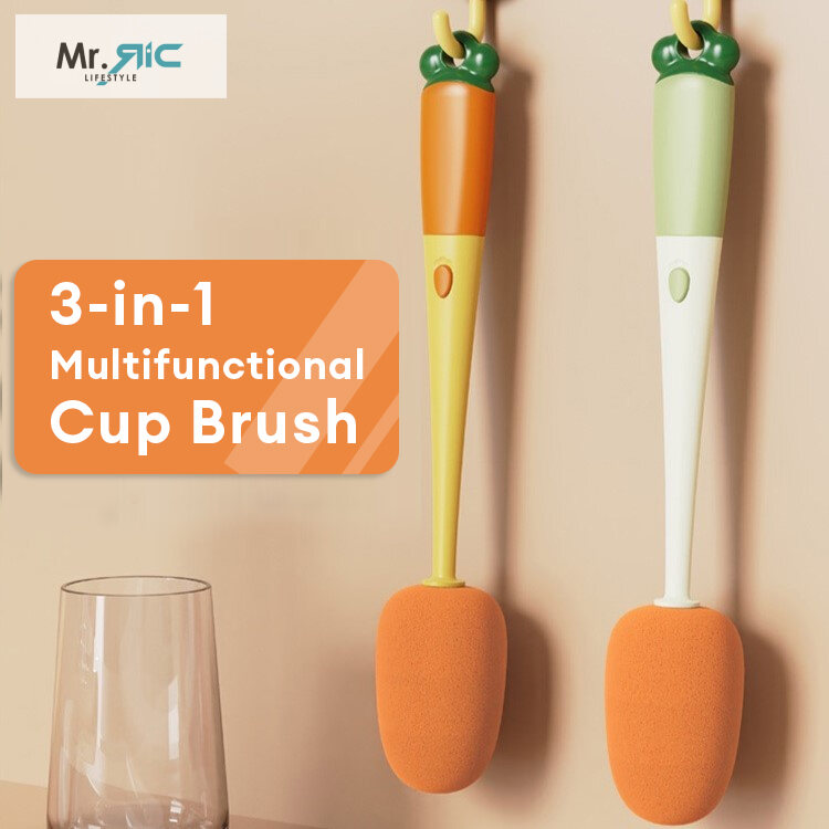 Carrot Shape 3-in-1 Cleaning Brush for Bottles and Vases