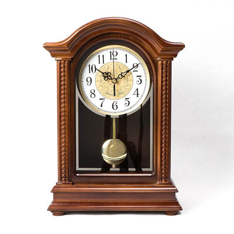 Large Size Wooden Table Clock Living Room Creative European Style Silent Chinese Retro Clock Whole Point Announcement Clock Pendulum