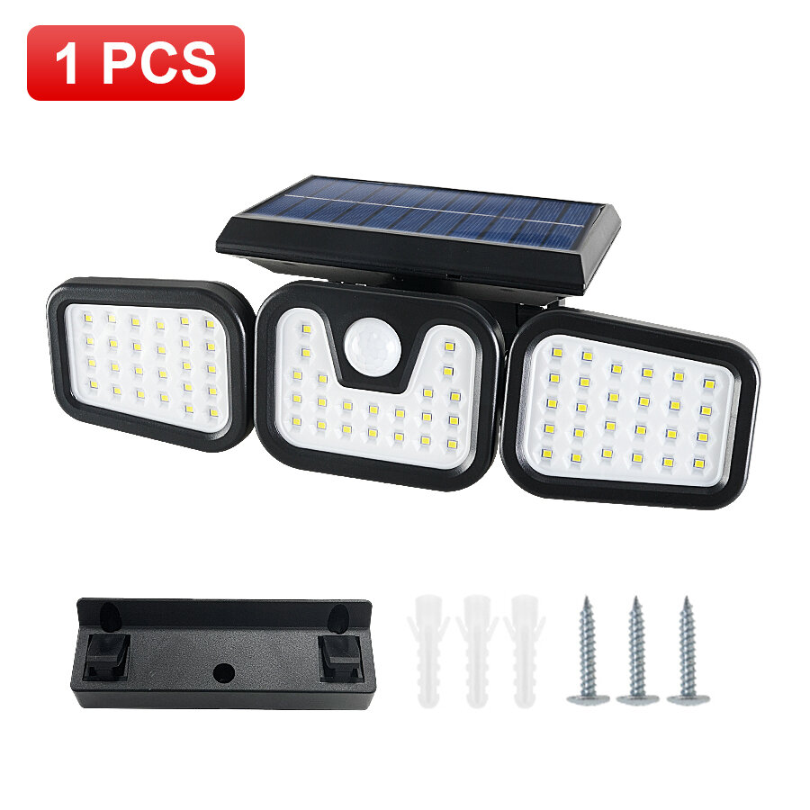 3 Head Solar Lights Outdoor Waterproof Motion Sensor Light 300° Illumination Led Solar Flood Lights Wall Lamp Garden Yard Patio