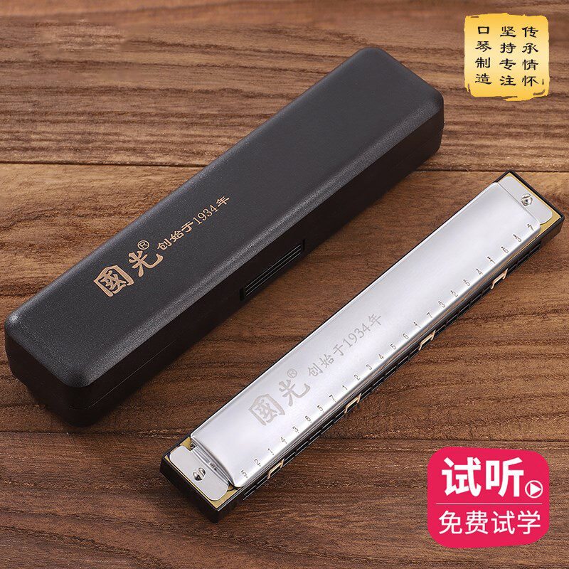 Download Shanghai Guoguang Echo Harmonica 24-Hole Accent C Key Beginner Student Getting Started for ...