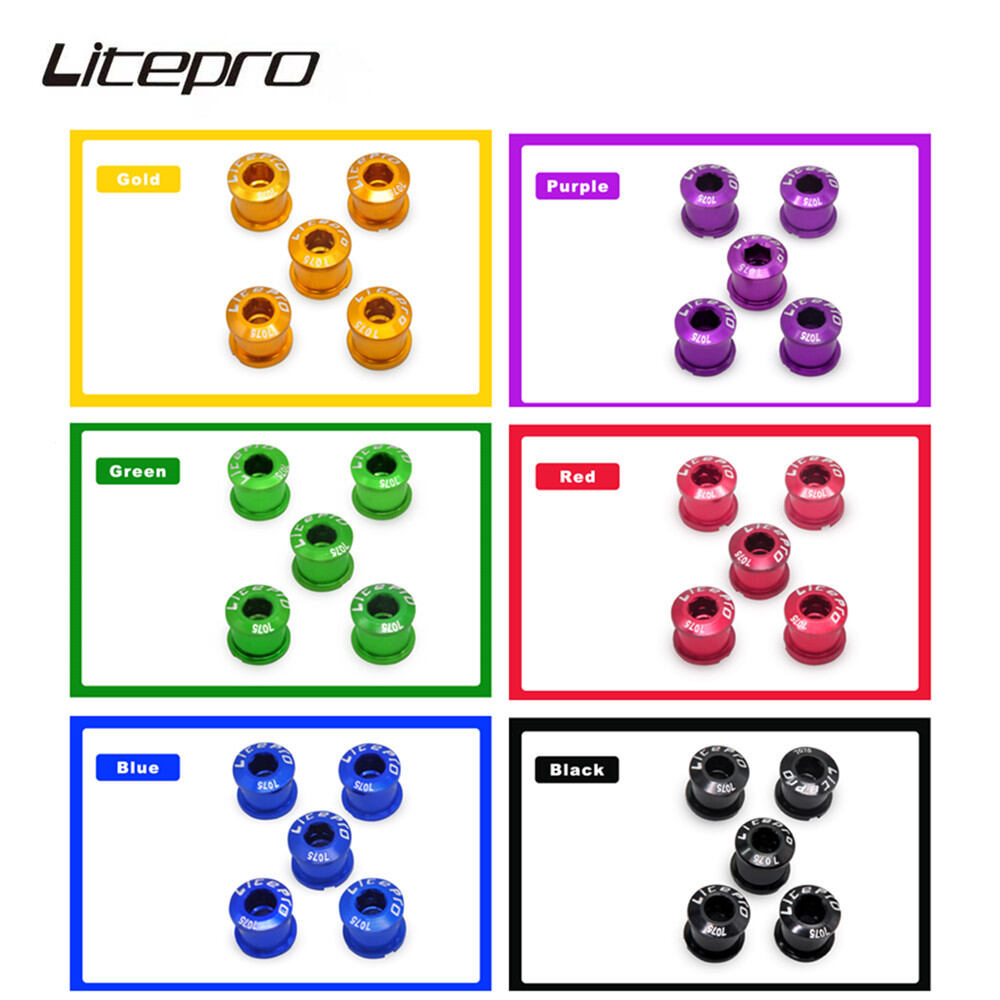 Litepro bộ trục khuỷu bằng hợp kim xe đạp bmx đôi chainring vít đĩa xe đạp leo núi gấp mtb ốc chainwheels bu lông 5 cái/lốc