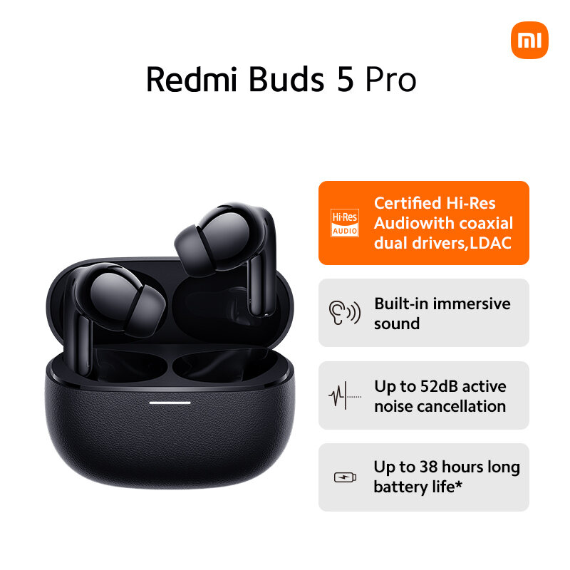 Xiaomi Redmi Buds 5 Pro | Certified Hi-Res Audio Wireless And Supports LDAC Audio Codec With A Sampling Rate Of Up To 24-Bit/96 kHz, Delivering Ultra HD Audio With Minimal Distortion ราคา 1,990 บาท*ส่งฟรี