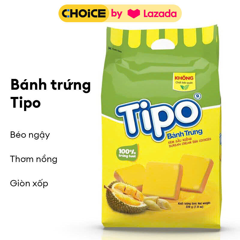 Bánh Trứng Kem Sầu Riêng Tipo Hữu Nghị Durian Cream Egg Cookies (Gói 220g)