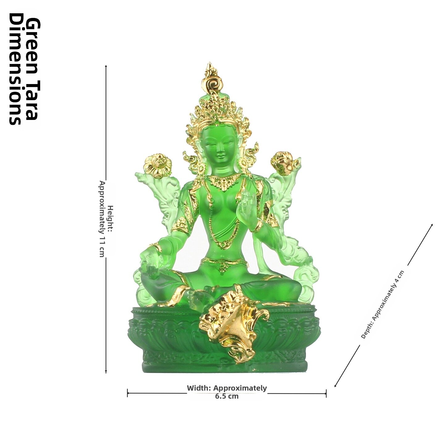 Painted Green Tara Statue Resin