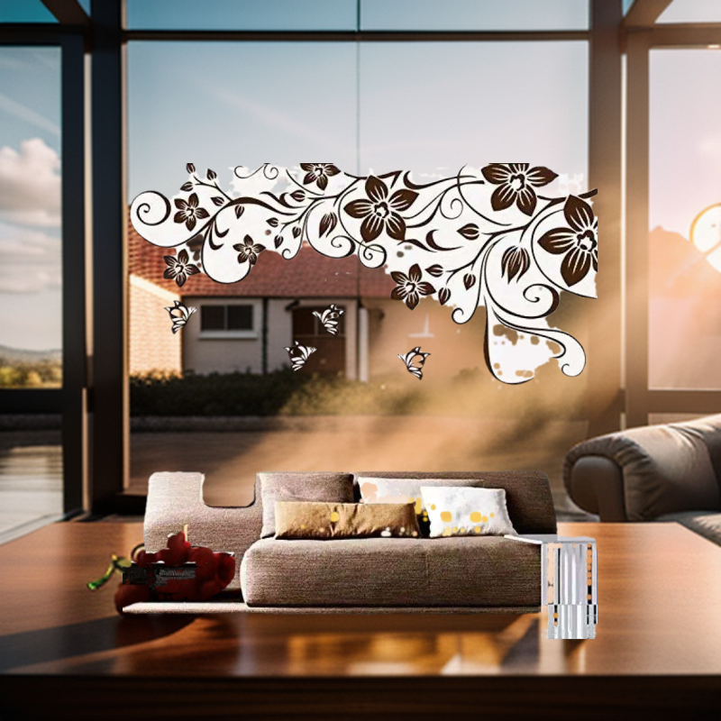 Wall Sticker Brown Flower Vine DIY Wall Sticker Decor For Home. 