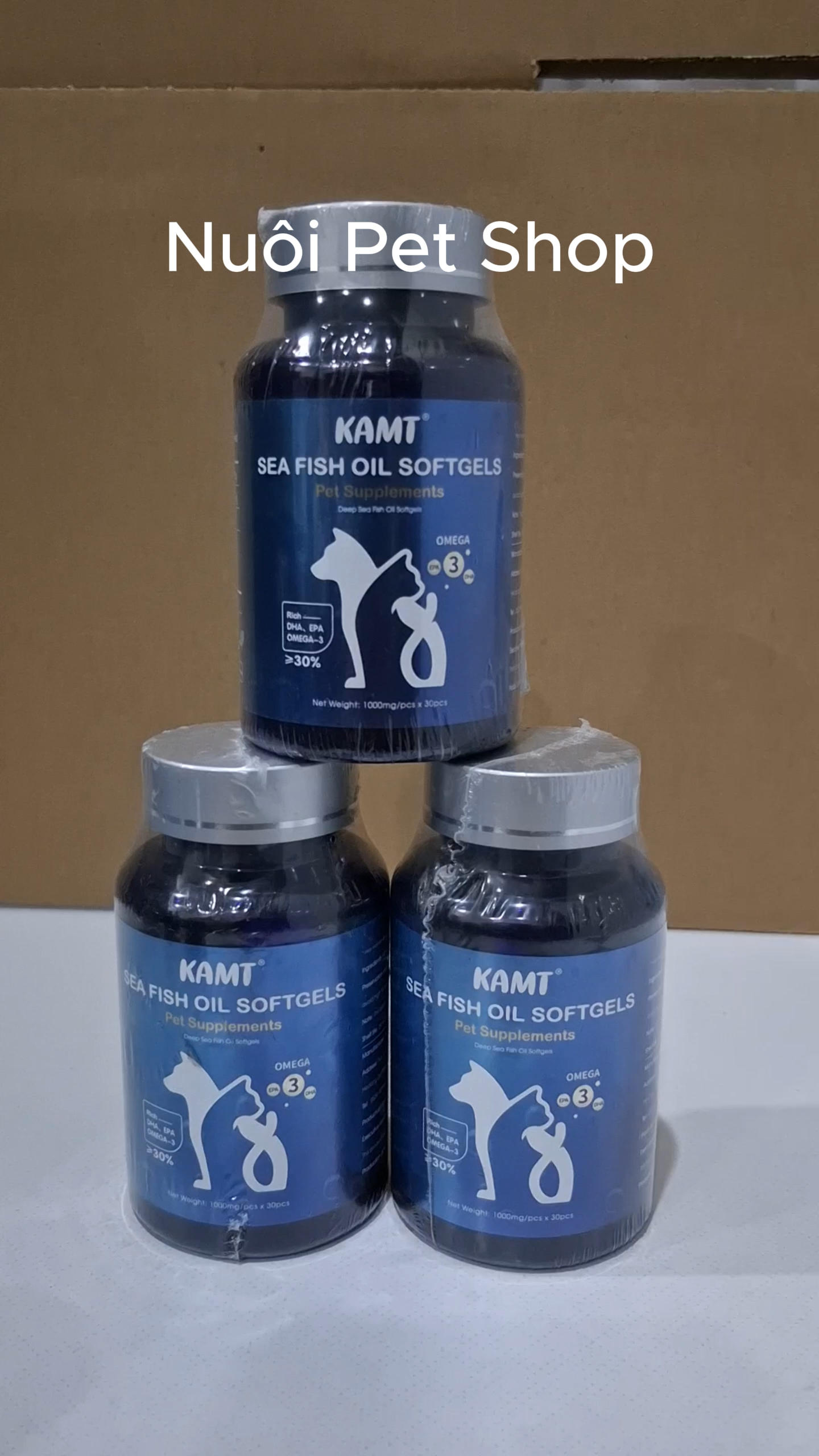 Dầu cá bổ sung Omega-3 Fish Oil KAMT cho chó mèo, tăng đề kháng, da lông chắc khỏe