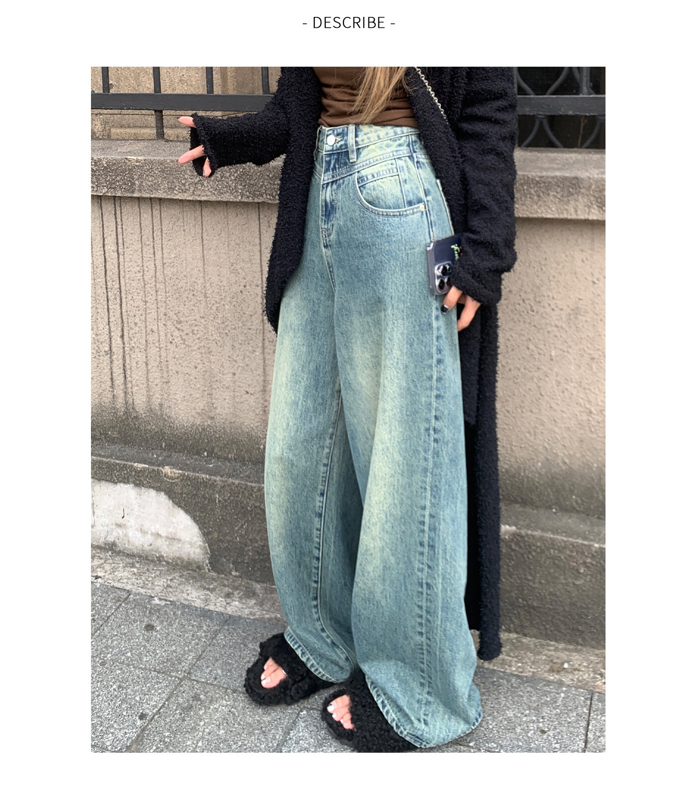 High Waist Wide Leg Jeans Women's Loose Fit Washed out Style Spring Autumn Denim Pants by LUU Peach Joy Slimming Effect · v2