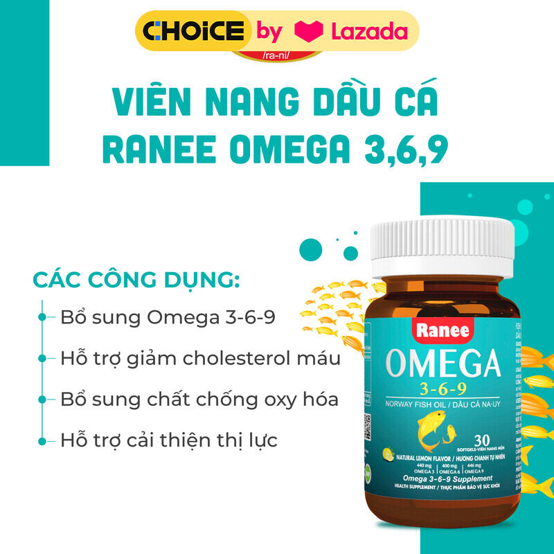 Viên Nang Ranee Omega 3,6,9 (Hộp 30 viên) - khỏe tim, sáng mắt
