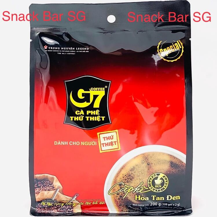 G7 Kopi O Kosong (100 sachets x 2g) - pure black instant coffee - Vietnam Trung Nguyen Brand - local packaging. 