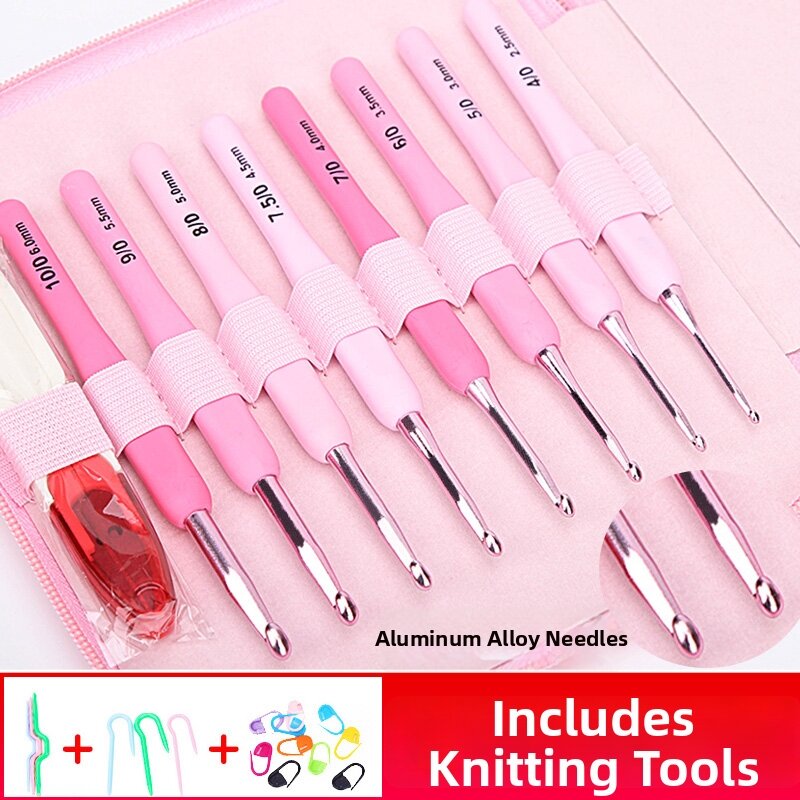 Soft Handle Crochet Needle Set Handmade DIY Knitting Bag Yarn Anti-Slip Crochet Needle Sweater Needle Material Package