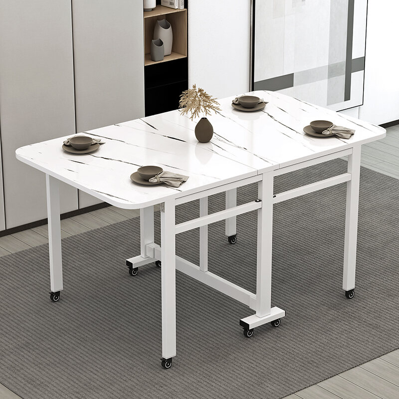 Movable Foldable Dining Table Household Small Apartment Solid Wood MultiFunctional UltraThin