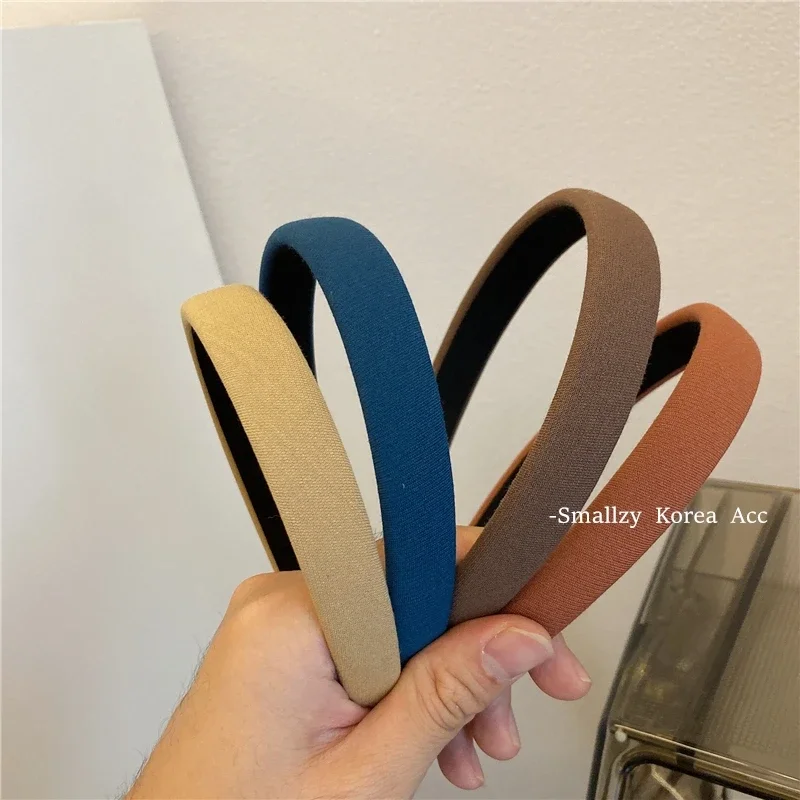 Korean Imported Retro Simple Solid Color Fabric Craft Glossy Daily Basic Headband Internet Celebrity All-Match out Headband Hairpin