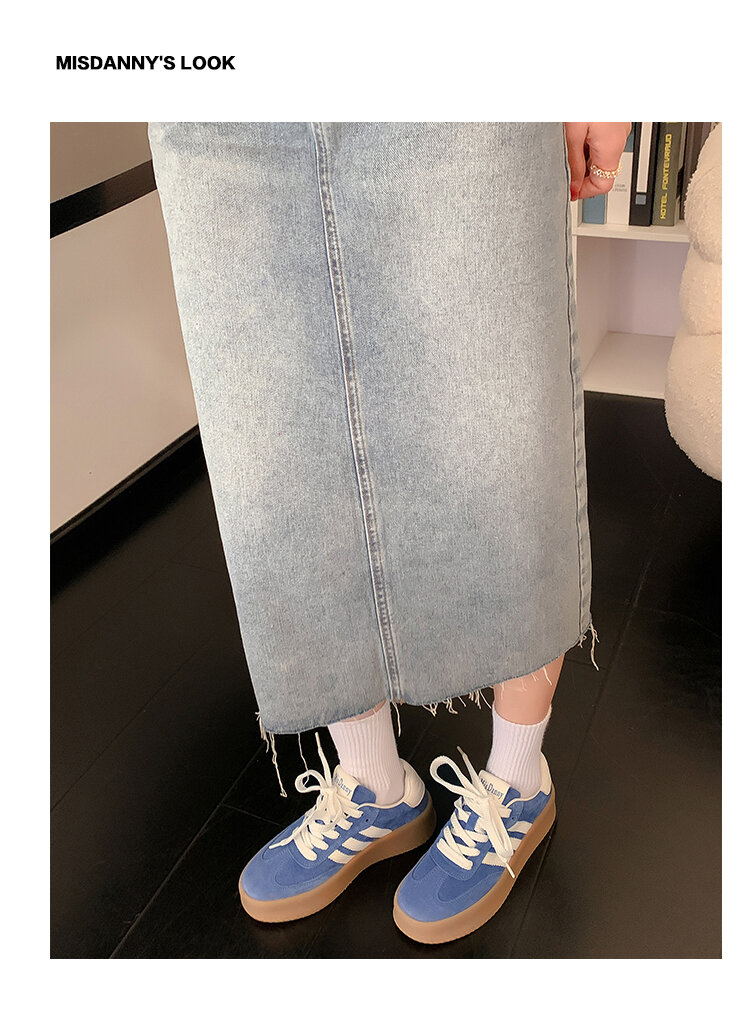 Yellow Genuine Leather Thick Bottom Deqin Shoes Women's Spring Style Casual All-Match Flat Heel Comfortable Sports Sneakers · v7