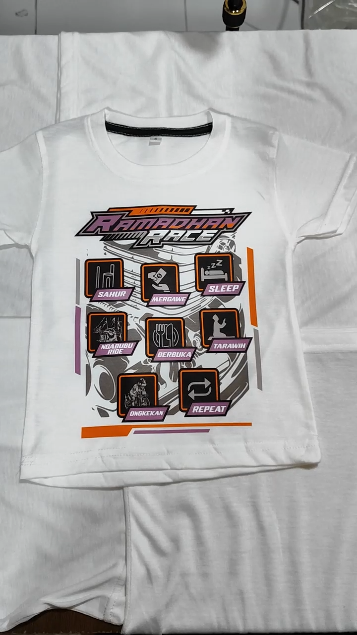 Baju Kaos Muslim Distro Lebaran Anak Laki Laki Motif Cowo Ramadhan Race Keren Import 1 - 10 Tahun