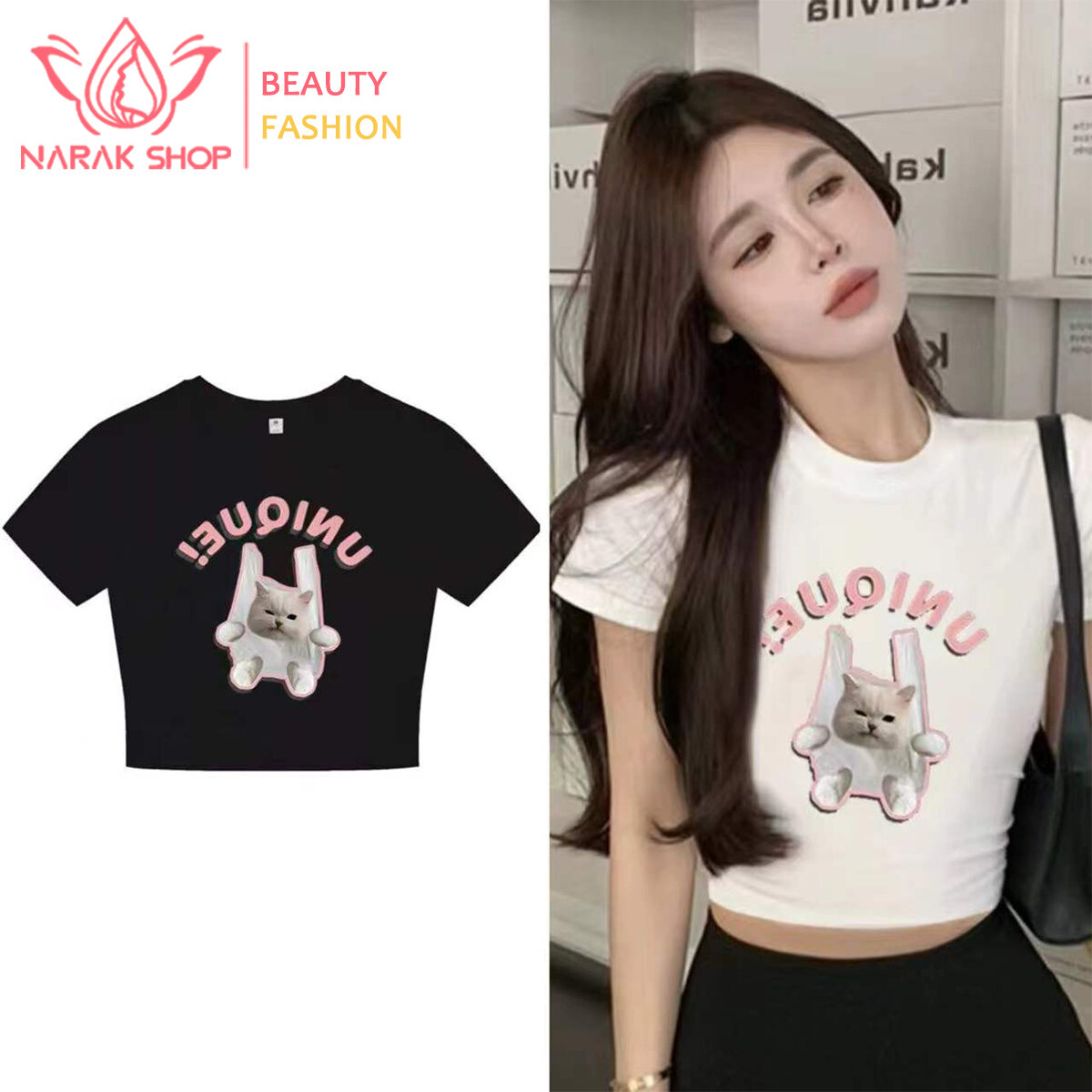 เสื้อครอปแขนสั้น เอวลอย แฟชั่นผู้หญิงวัยรุ่น พิมพ์ลาย ราคา 71 บาท*ส่งฟรี