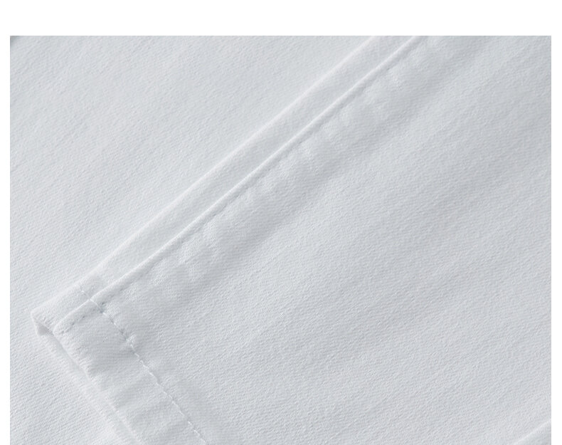 High Waist Slim Fit Women's Jeans White Small Foot Skinny Elastic Long Pants Cotton Polyester Blend Four Seasons Universal · v2