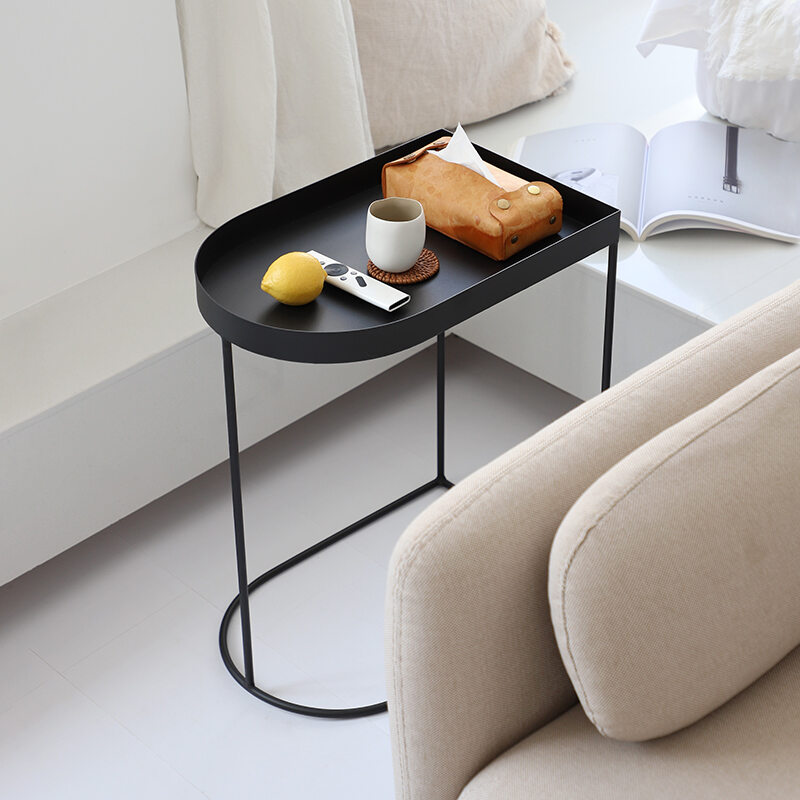 Maifan Nordic Iron Coffee Table Modern, Corner Sofa Table With Storage