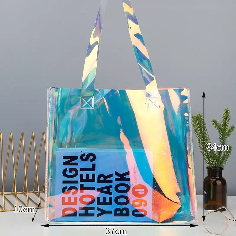 Transparent PVC Laser Cut Handbag Fashionable Jelly Bag Waterproof Gift Bag Modern Neutral Style for Everyday Use