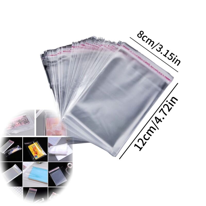 100/200/500Pcs OPP Self Sealing Transparent Plastic Bag Cellophane Bags Self Adhesive for Jewelry Gift Cookie Candy Packaging