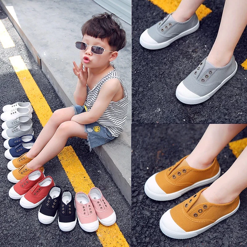 Kindergarten Indoor Shoes Autumn Baby Girls Canvas Sneakers 2019 New Style a Pedal Fashion Shoes White Shoes BOY'S