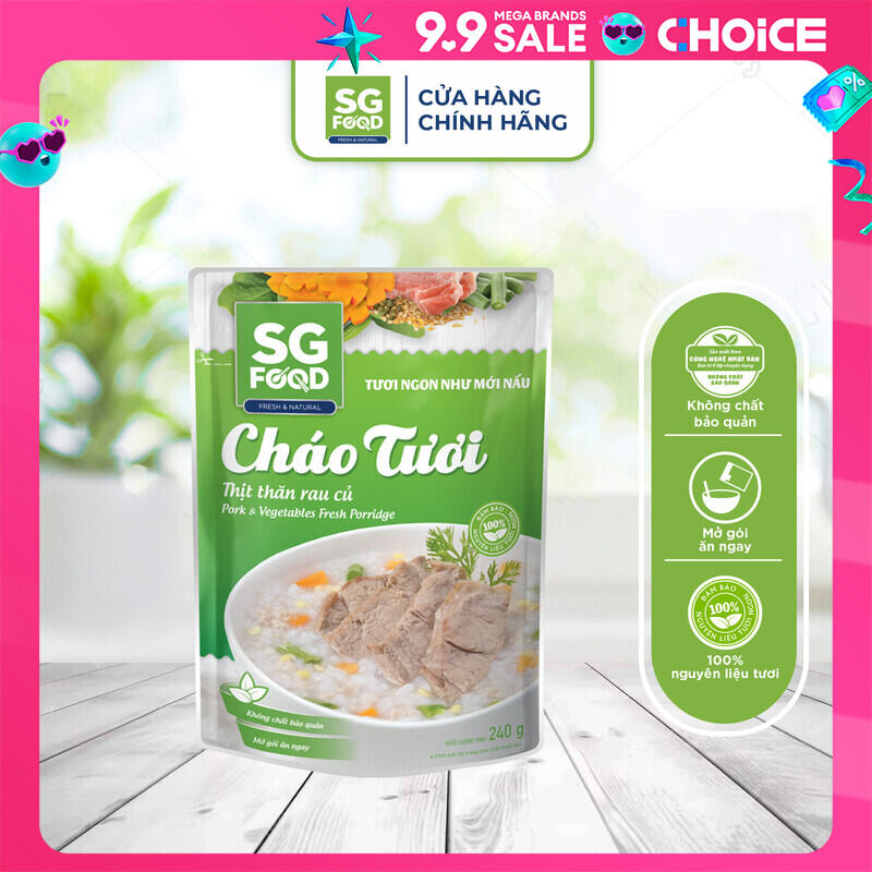 Cháo tươi SGFood thịt thăn rau củ 240g