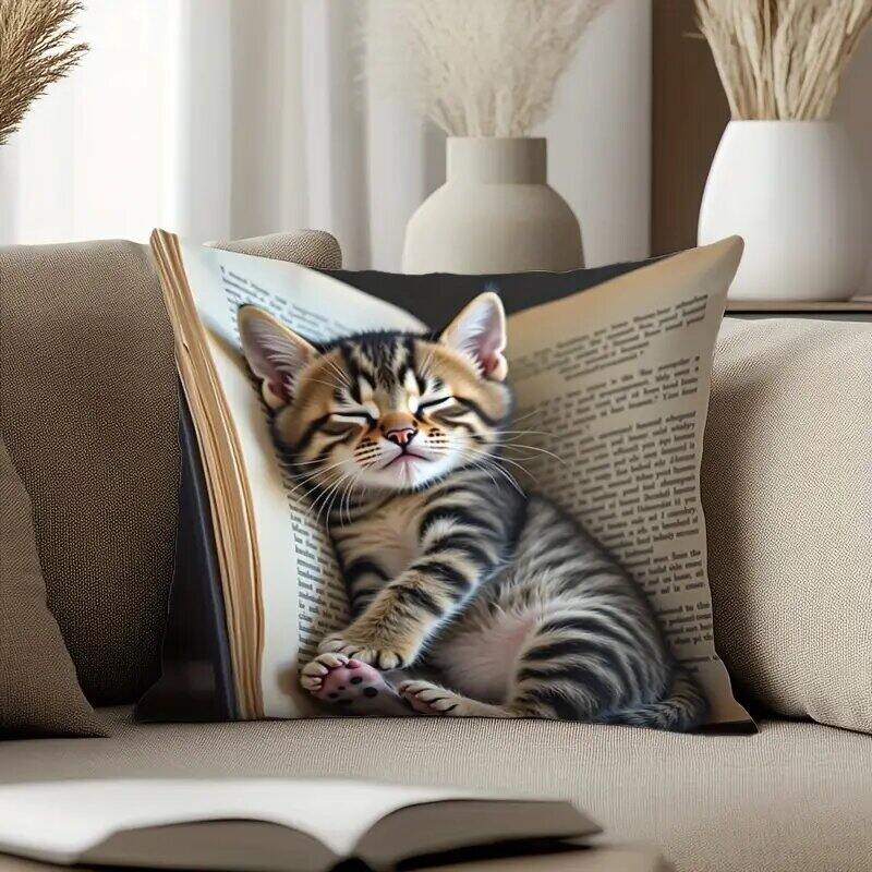 Cute Pet Animal Print Pillowcase Kawaii Cat Sofa Decorative Pillowcase Car Sofa Home Cushion Cover Home Decor