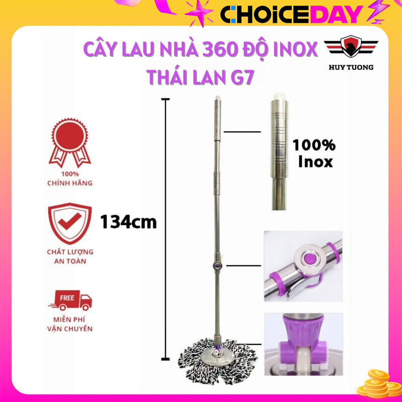 Cây lau nhà inox cao cấp xoay 360 độ thái lan g7, cây lau nhà thái lan g7, cây lau nhà xoay 360 độ - huy tưởng
