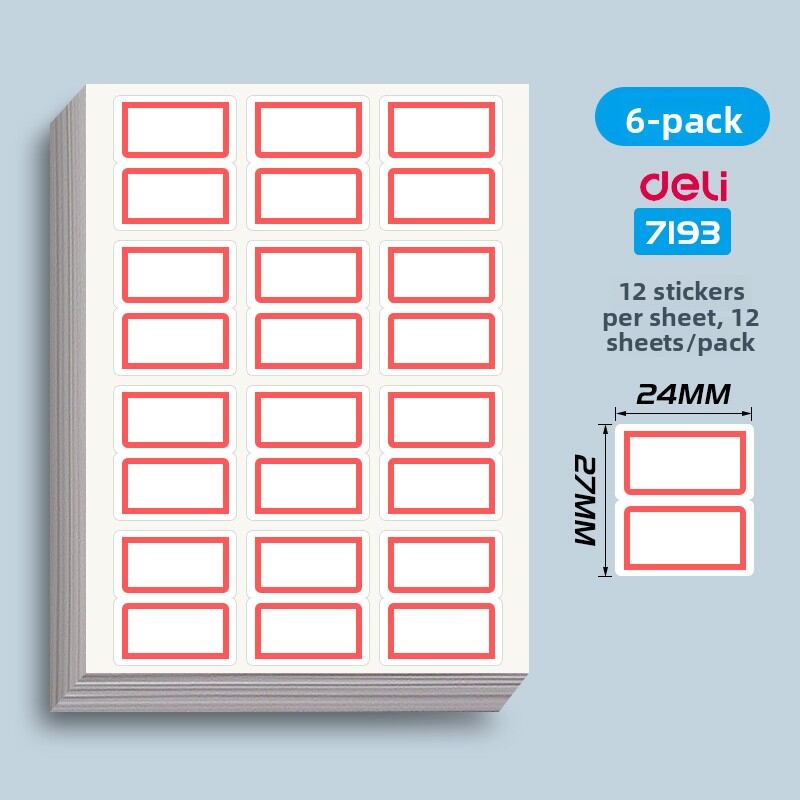 deli | Self-adhesive Waterproof Blank Label Paper for Handwriting Notes Name Tags Number Tags Price Stickers and Hand Account