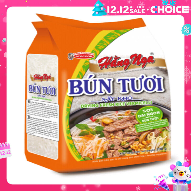 Block 4 vắt Bún tươi sấy khô Hằng Nga Acecook gói 200gr