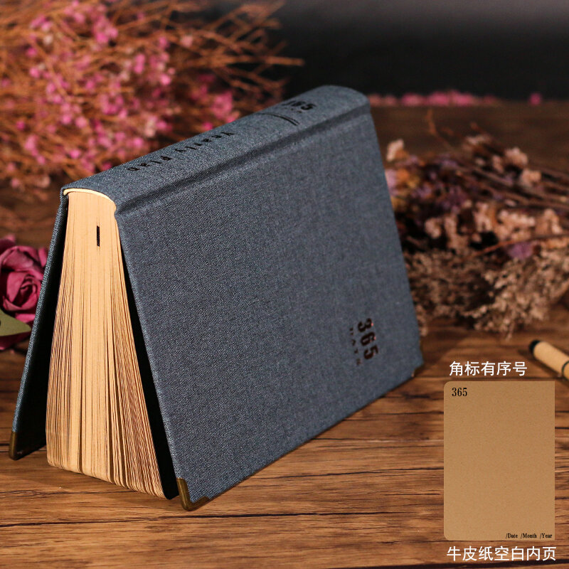 365 Days A5 Cloth Bound Vintage Thick Diary Blank Pages