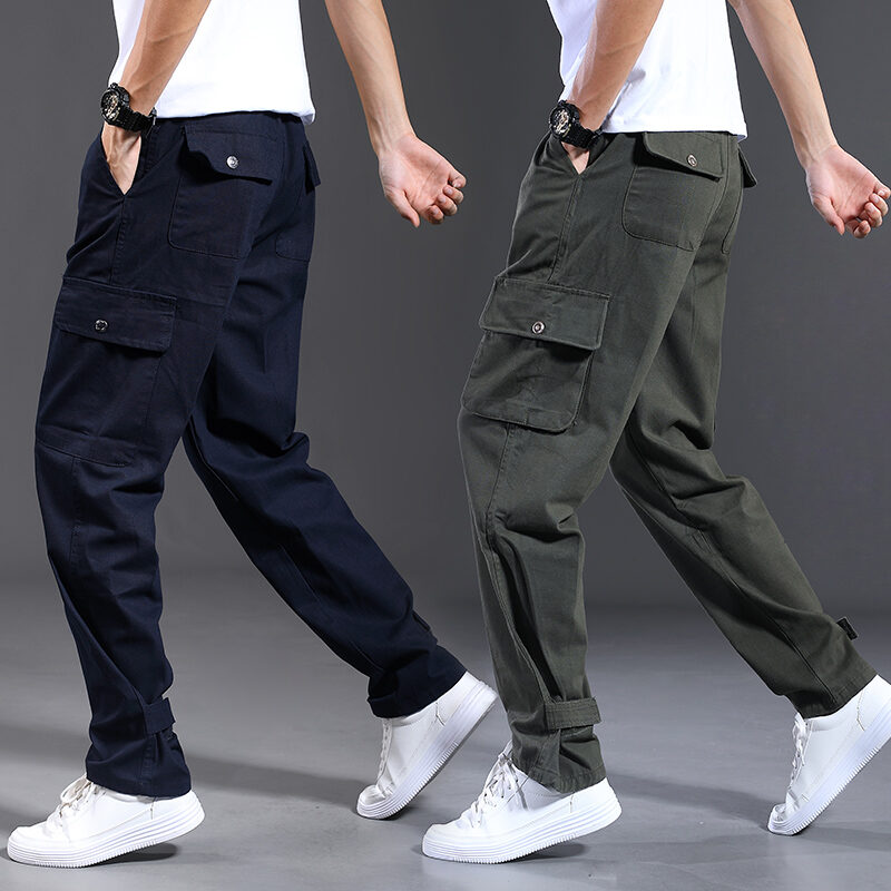 Labor Protection Work Pants Men's Spring and Summer Wear-Resistant Welding Loose Work Clothes Work Overalls Men's Long Pants Men