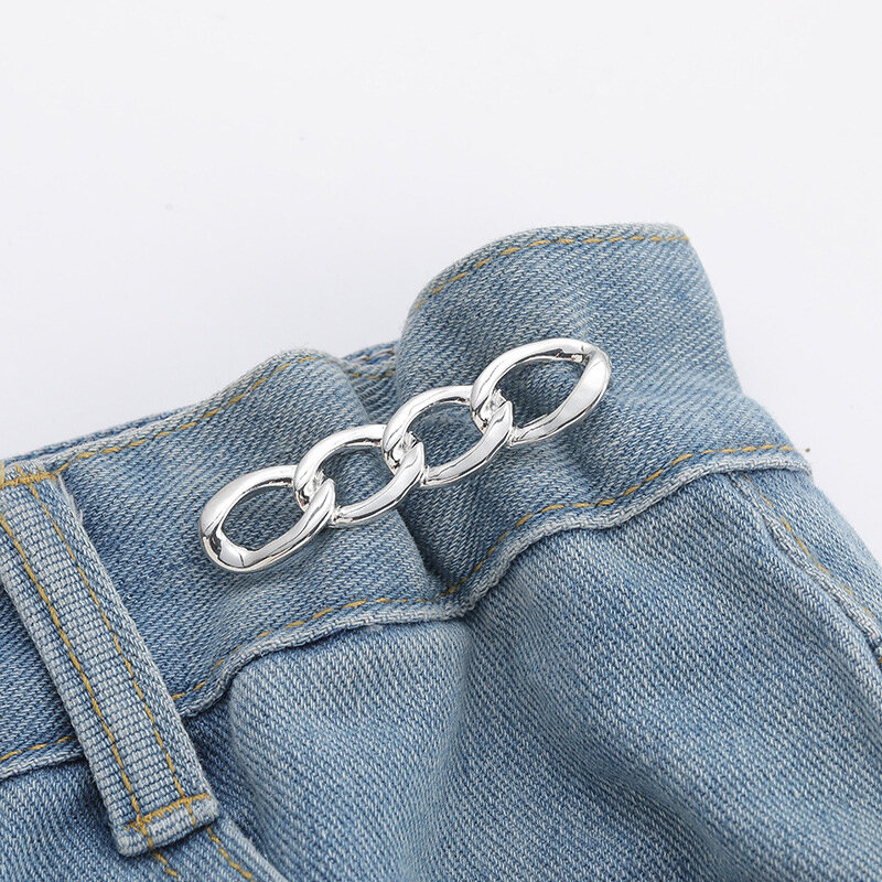Simple Detachable Pants Clips Adjustable Waist Buckle Nail-free Metal Pins Button For Girls Jeans Waist Tightener