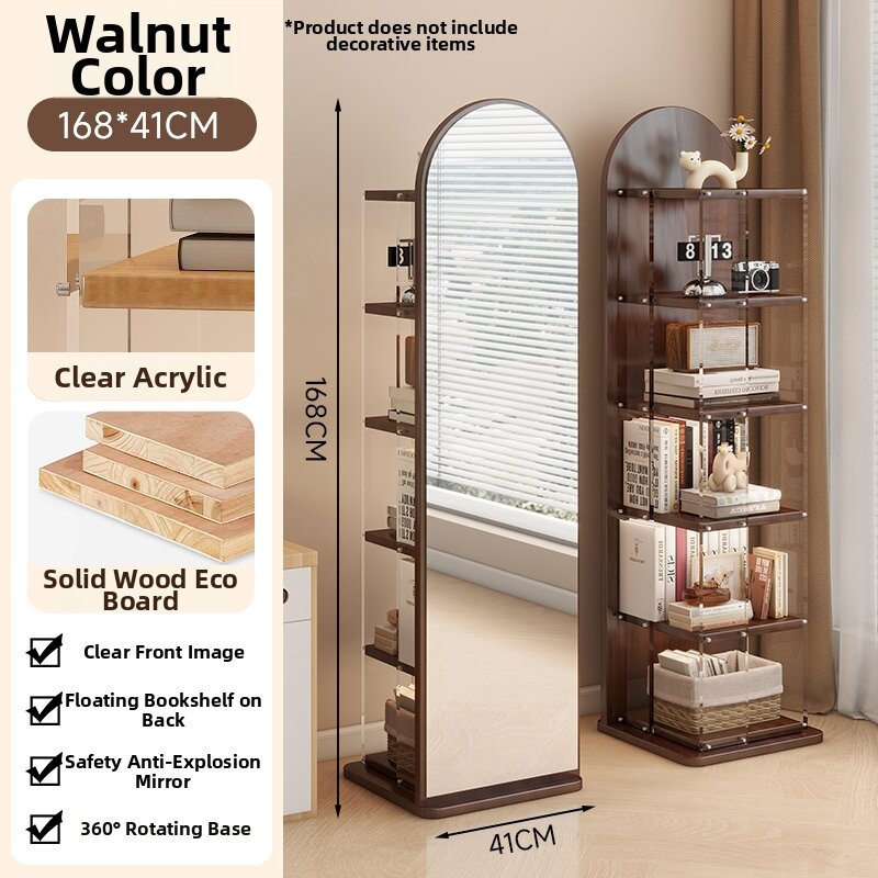 Rotating Full-length Standing Mirror with Storage