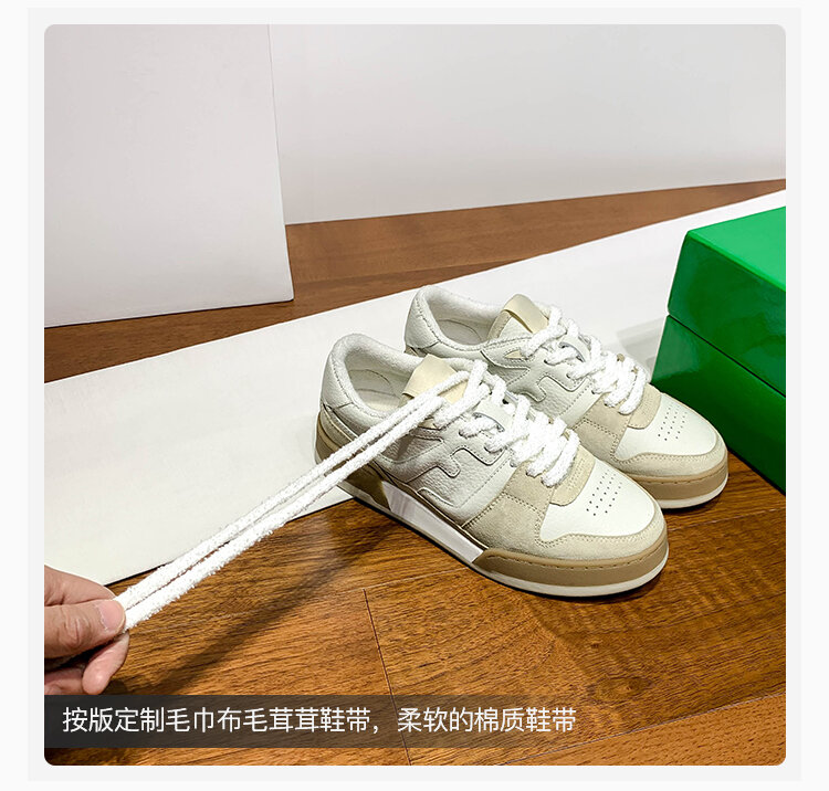 Scarpe da tavola retrò in pelle color block da donna casual all-match primaverili nuovo stile Sneakers bianche sportive Dequn Shoes Street Style