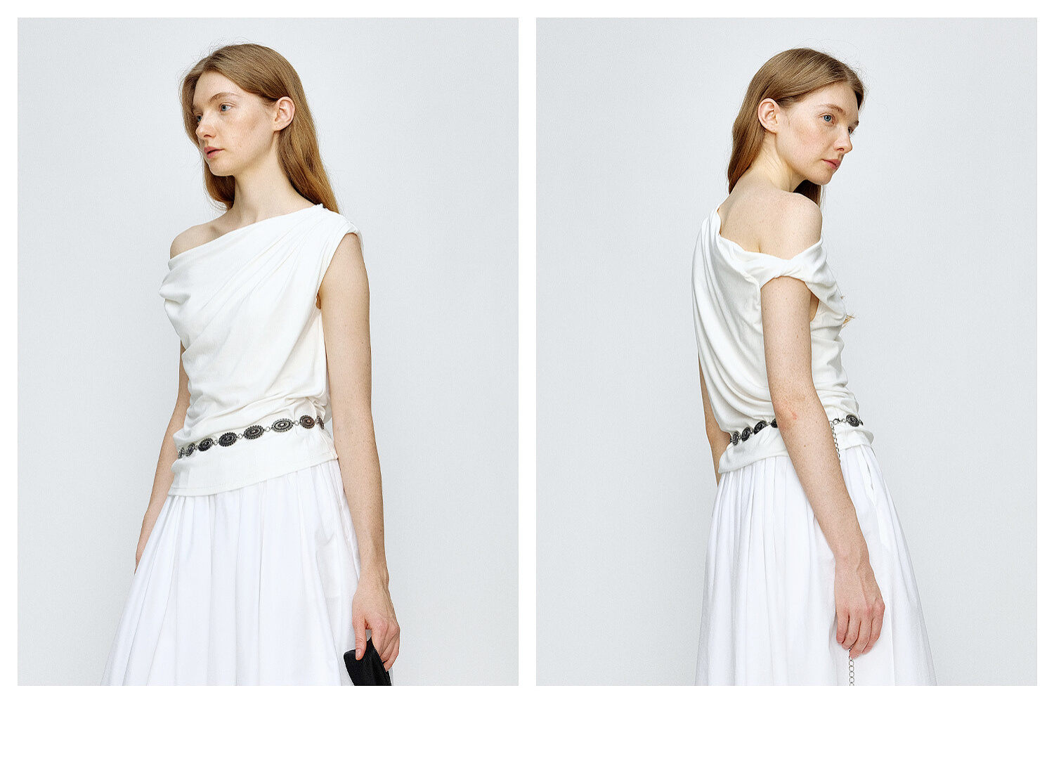 Marllen Yachting Shadow Luxury T-Shirt for Women Summer Wardrobe Essential Ruched Sleeveless Neckline Versatile Viscose Fiber
