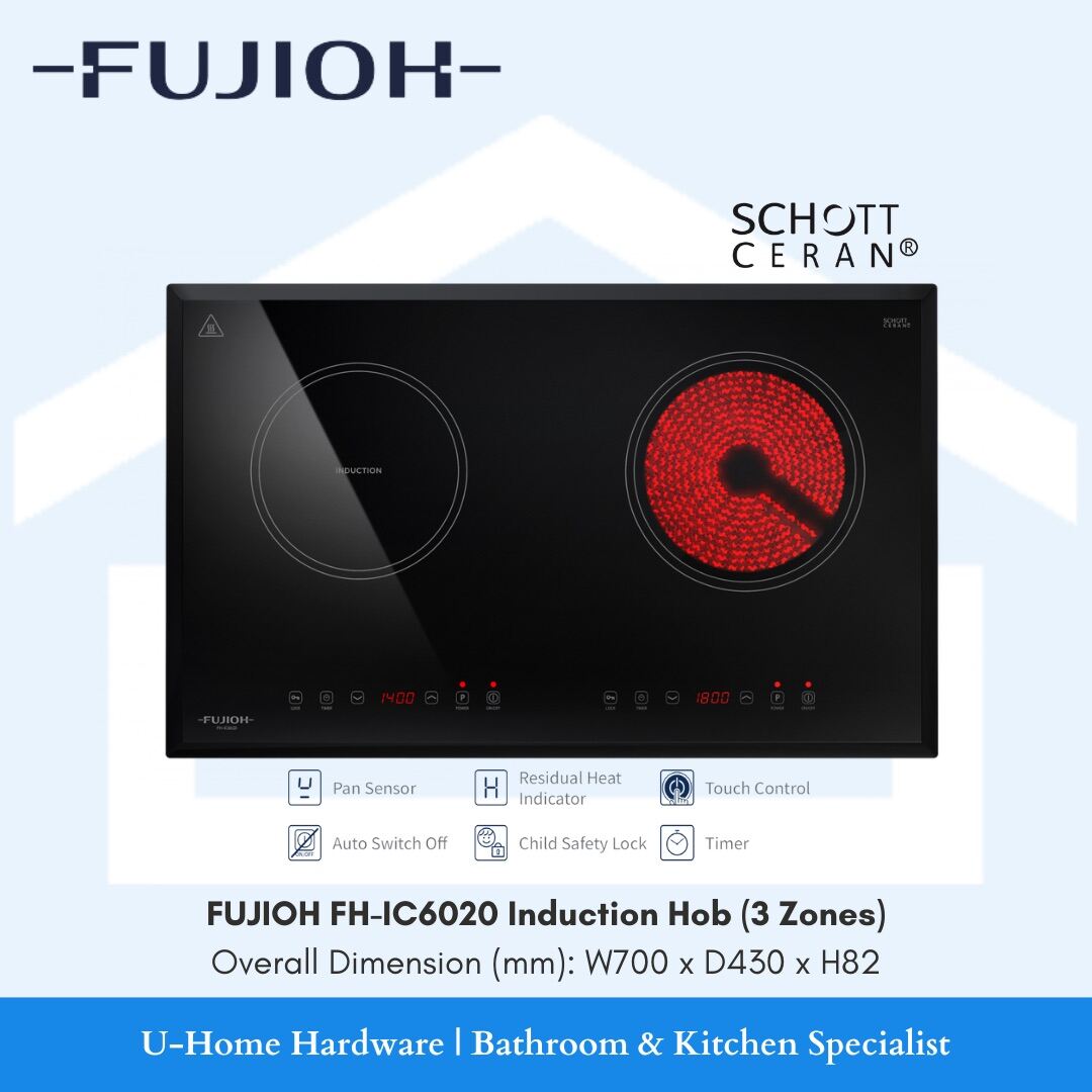 FUJIOH FHIC6020 2in1 Hob Induction Hob / Ceramic Hob (SCHOTT CERAN CERAMIC GLASS) Built in or